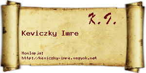 Keviczky Imre névjegykártya